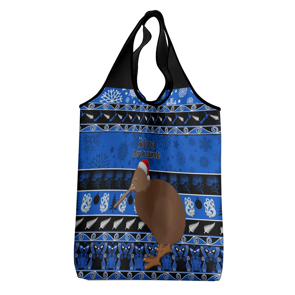 New Zealand Christmas Grocery Bag Aotearoa Kiwi Meri Kirihimete Blue Version