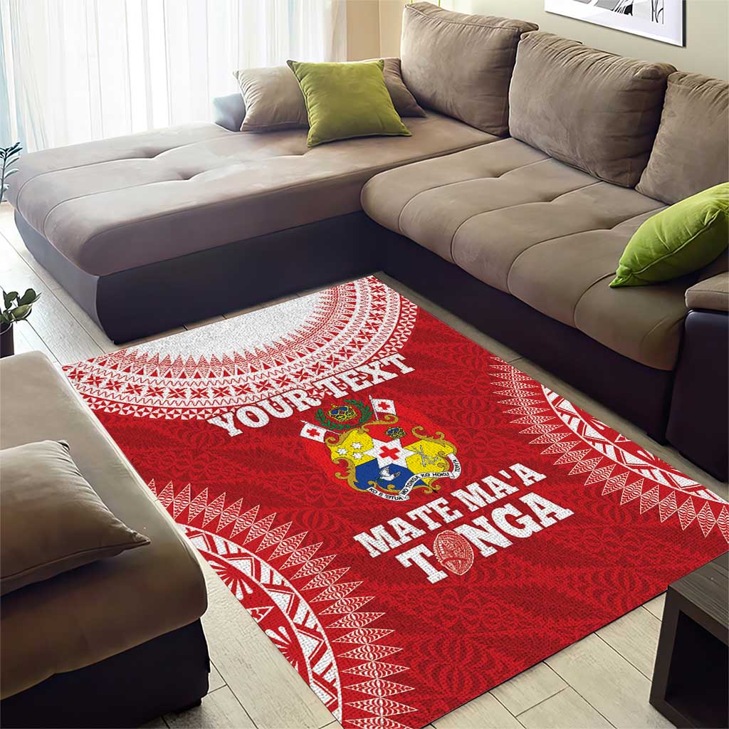 Custom Tonga Mate Maa Area Rug Go Champions Tongan Ngatu - Red