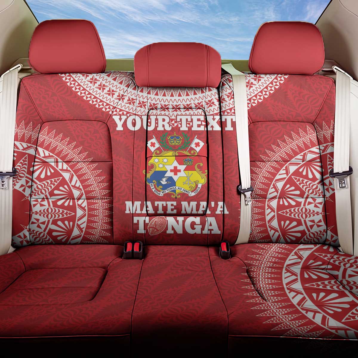 Custom Tonga Mate Maa Back Car Seat Cover Go Champions Tongan Ngatu - Red