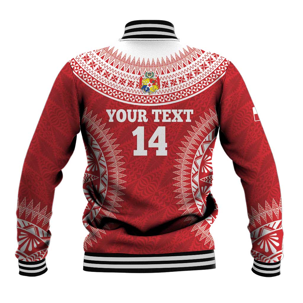 Custom Tonga Mate Maa Baseball Jacket Go Champions Tongan Ngatu - Red