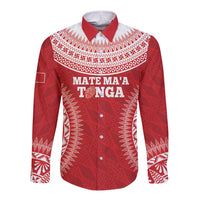 Custom Tonga Mate Maa Long Sleeve Button Shirt Go Champions Tongan Ngatu - Red LT14 Unisex Red - Polynesian Pride