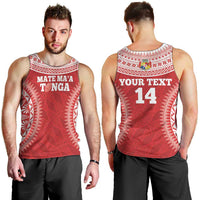 Custom Tonga Mate Maa Men Tank Top Go Champions Tongan Ngatu - Red