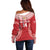 Custom Tonga Mate Maa Off Shoulder Sweater Go Champions Tongan Ngatu - Red