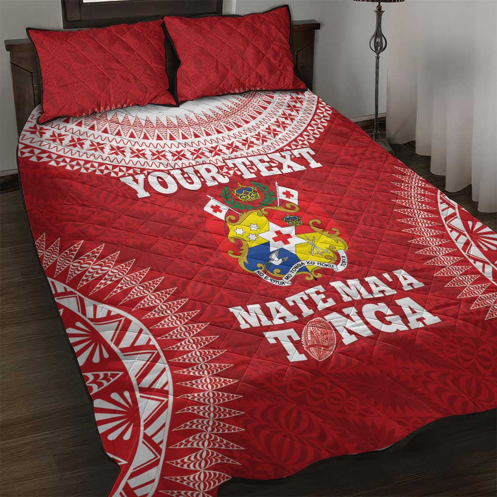 Custom Tonga Mate Maa Quilt Bed Set Go Champions Tongan Ngatu - Red