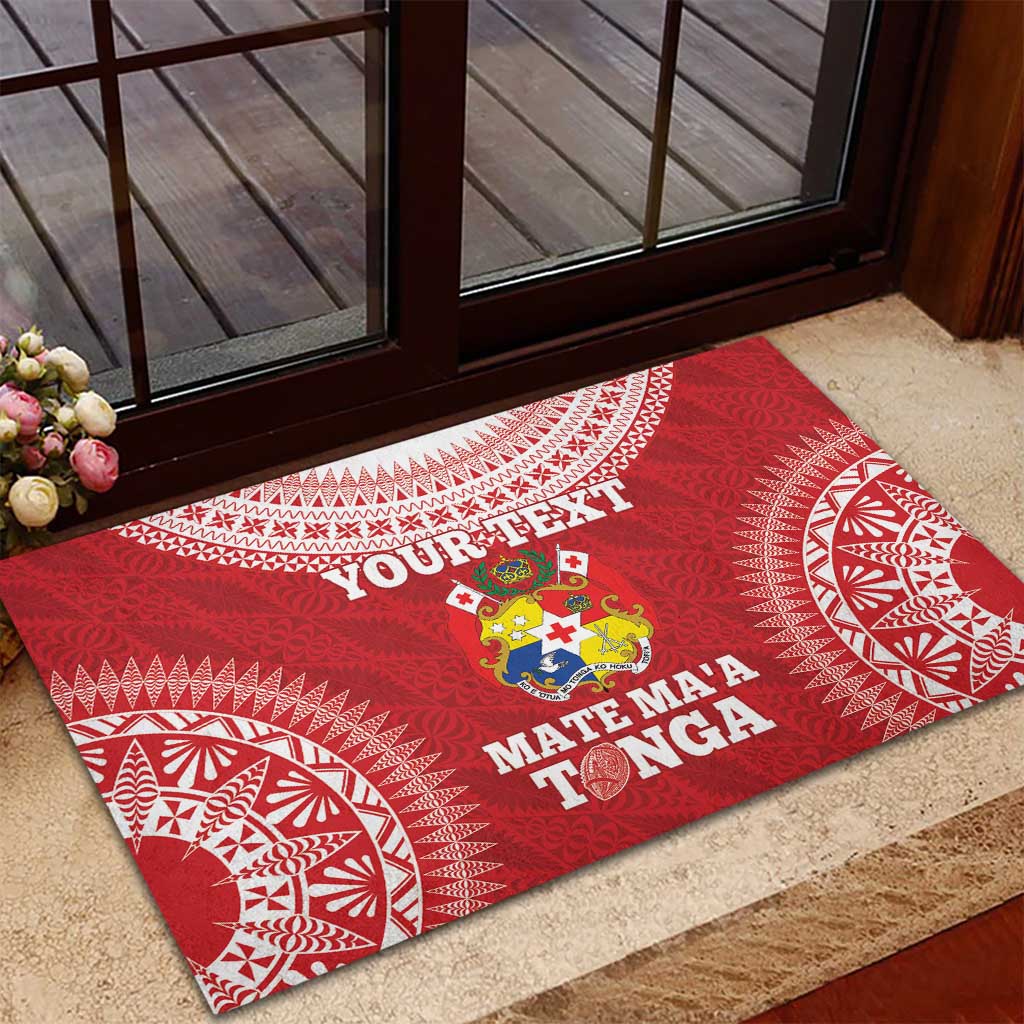 Custom Tonga Mate Maa Rubber Doormat Go Champions Tongan Ngatu - Red