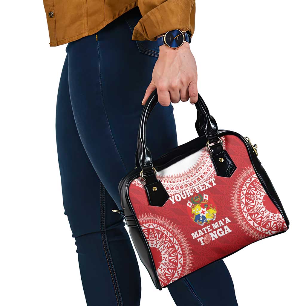 Custom Tonga Mate Maa Shoulder Handbag Go Champions Tongan Ngatu - Red