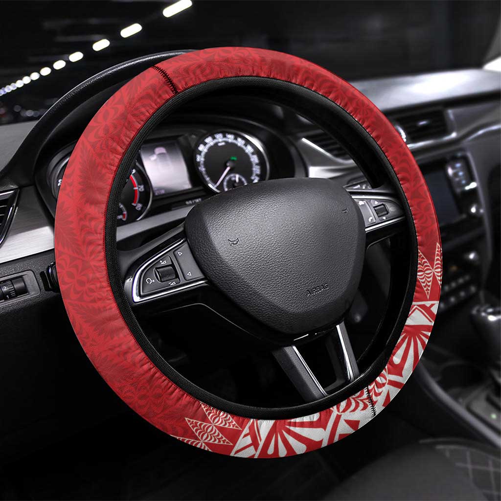 Tonga Mate Maa Steering Wheel Cover Go Champions Tongan Ngatu - Red