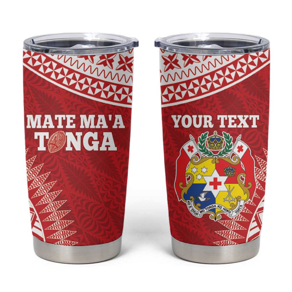 Personalised Tonga Mate Maa Tumbler Cup Go Champions Tongan Ngatu - Red