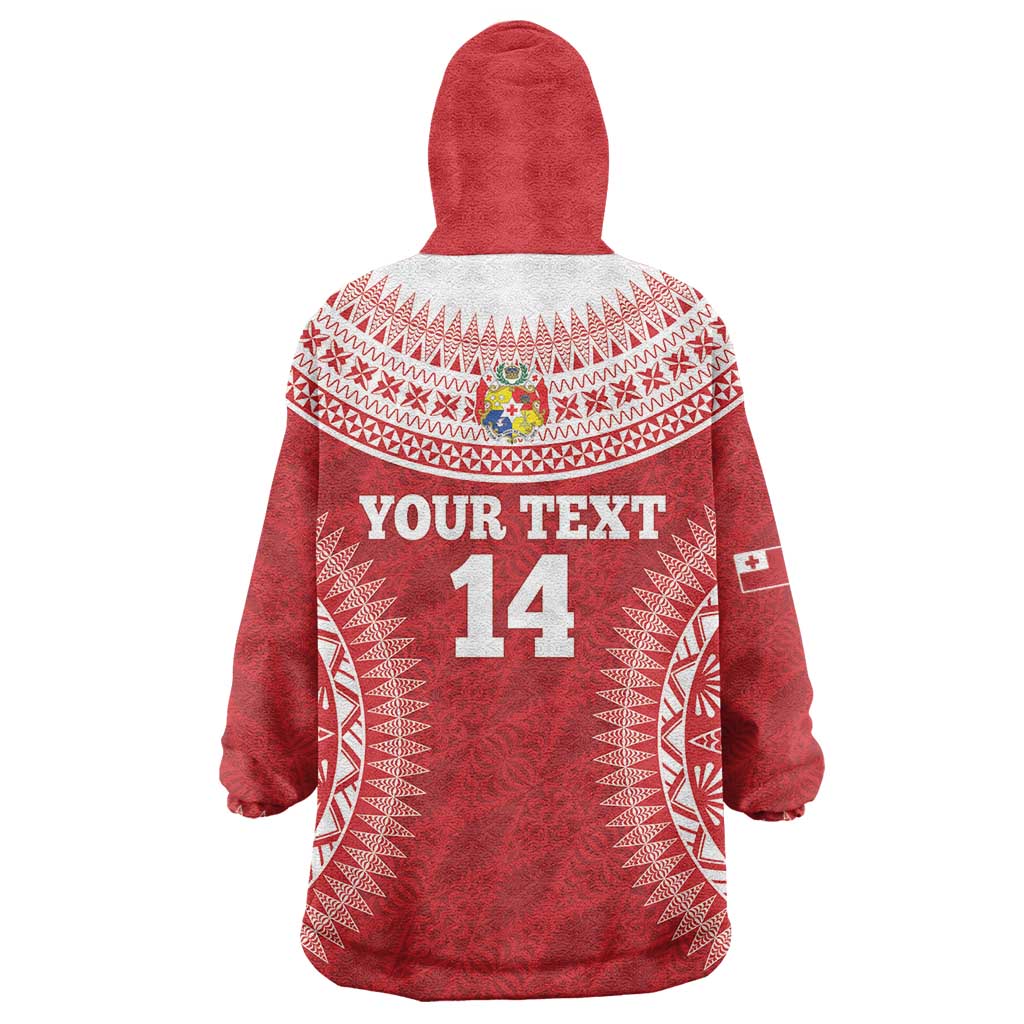 Custom Tonga Mate Maa Wearable Blanket Hoodie Go Champions Tongan Ngatu - Red LT14 - Polynesian Pride