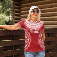 Custom Tonga Mate Maa Women Polo Shirt Go Champions Tongan Ngatu - Red