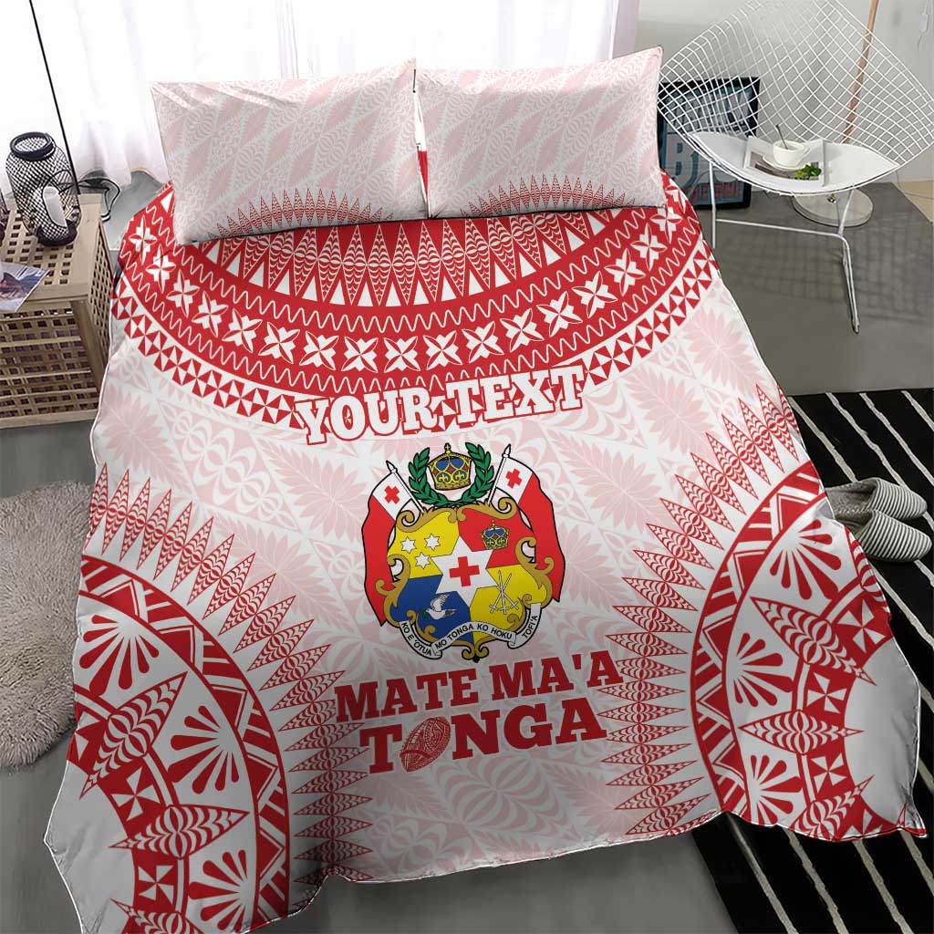 Custom Tonga Mate Maa Bedding Set Go Champions Tongan Ngatu - White