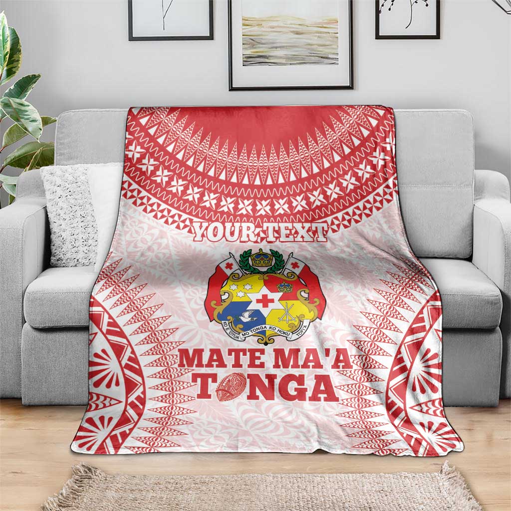Custom Tonga Mate Maa Blanket Go Champions Tongan Ngatu - White