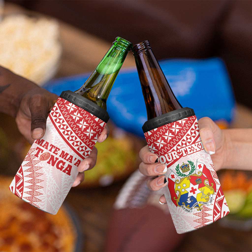 Personalised Tonga Mate Maa 4 in 1 Can Cooler Tumbler Go Champions Tongan Ngatu - White