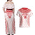 Custom Tonga Mate Maa Couples Matching Off Shoulder Maxi Dress and Hawaiian Shirt Go Champions Tongan Ngatu - White