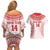 Custom Tonga Mate Maa Couples Matching Off Shoulder Short Dress and Hawaiian Shirt Go Champions Tongan Ngatu - White