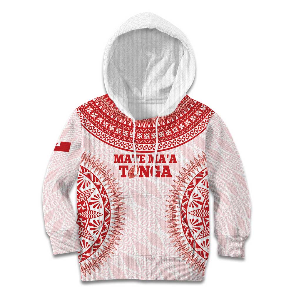 Custom Tonga Mate Maa Kid Hoodie Go Champions Tongan Ngatu - White