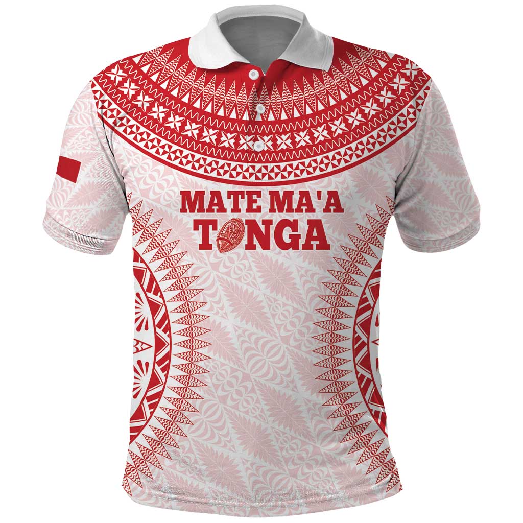 Custom Tonga Mate Maa Polo Shirt Go Champions Tongan Ngatu - White LT14 White - Polynesian Pride