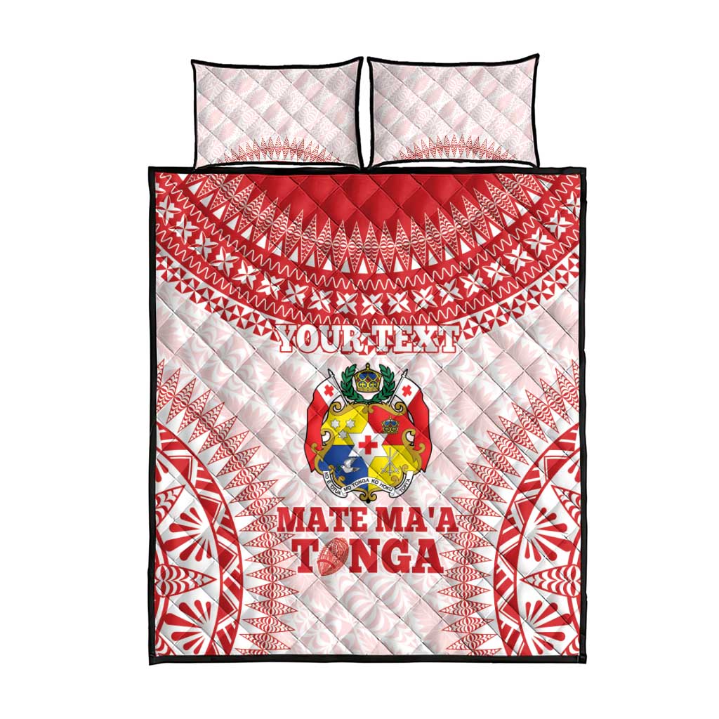 Custom Tonga Mate Maa Quilt Bed Set Go Champions Tongan Ngatu - White