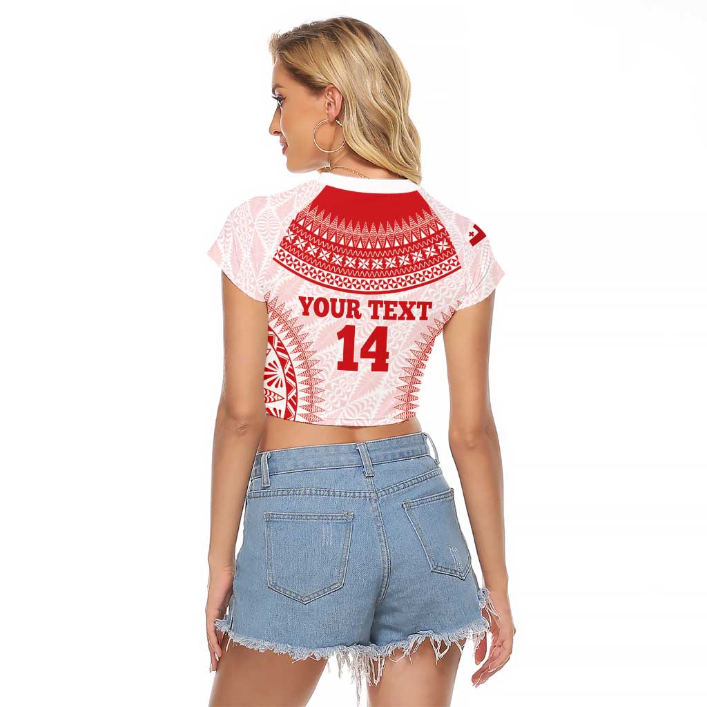 Custom Tonga Mate Maa Raglan Cropped T Shirt Go Champions Tongan Ngatu - White