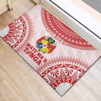 Custom Tonga Mate Maa Rubber Doormat Go Champions Tongan Ngatu - White
