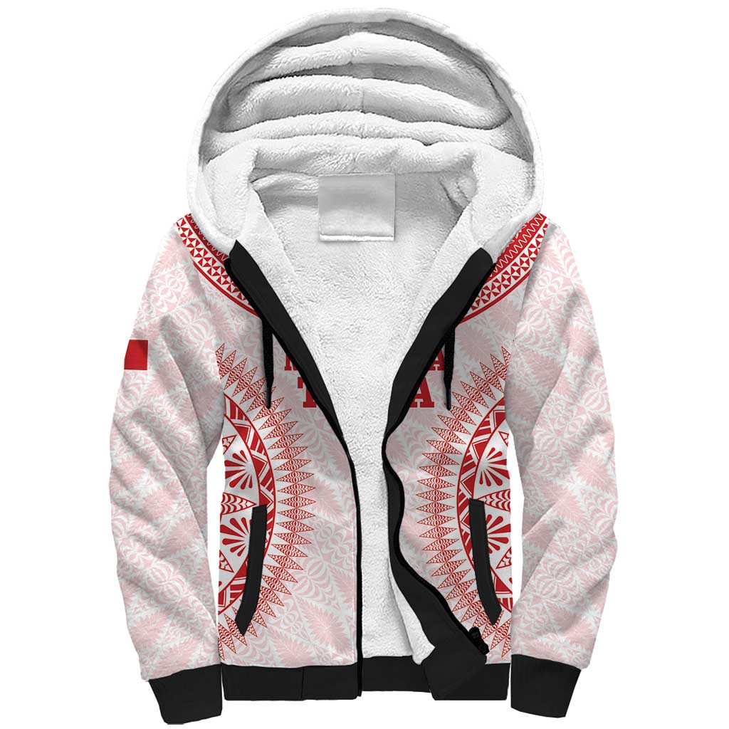 Custom Tonga Mate Maa Sherpa Hoodie Go Champions Tongan Ngatu - White