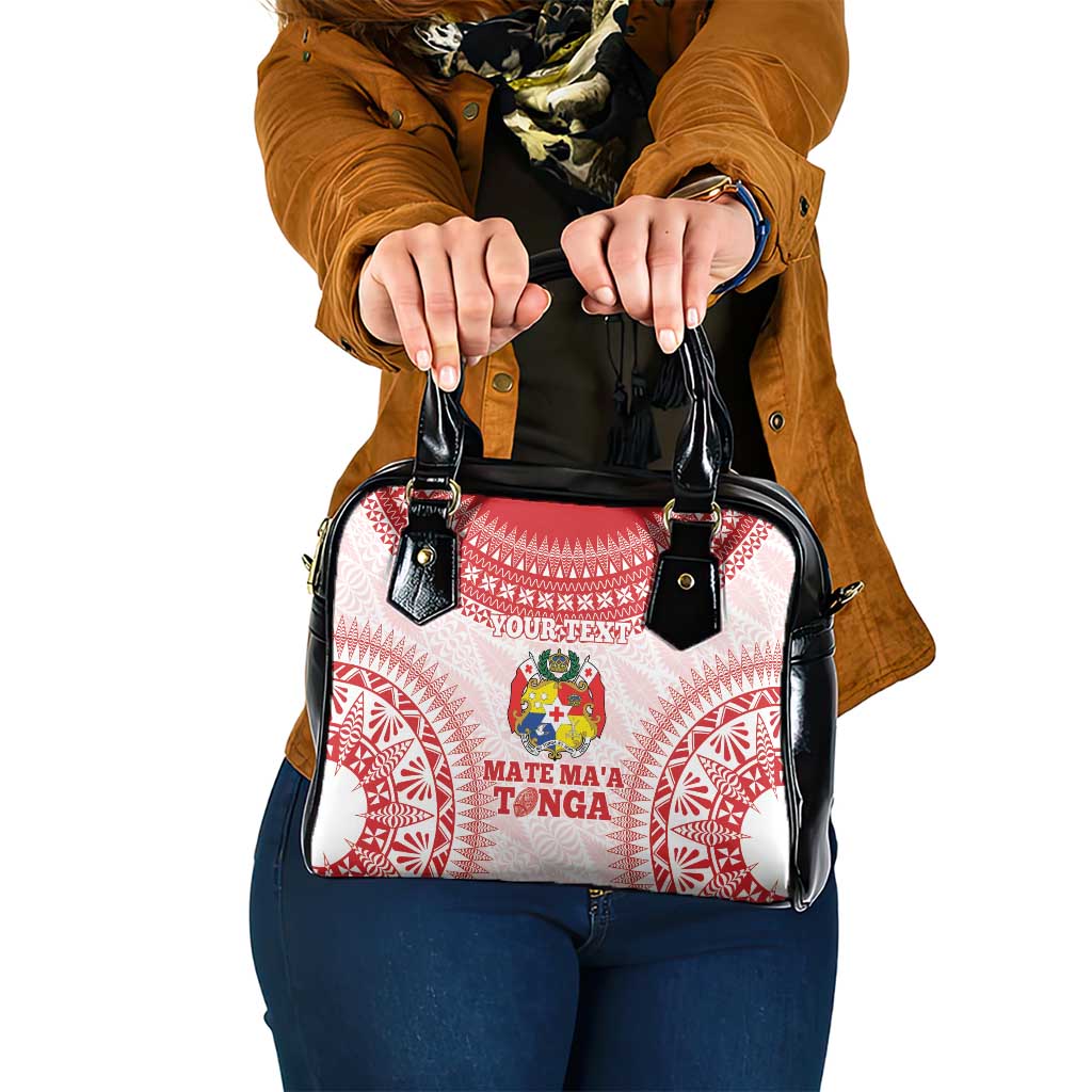Custom Tonga Mate Maa Shoulder Handbag Go Champions Tongan Ngatu - White