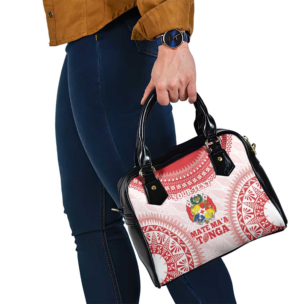 Custom Tonga Mate Maa Shoulder Handbag Go Champions Tongan Ngatu - White