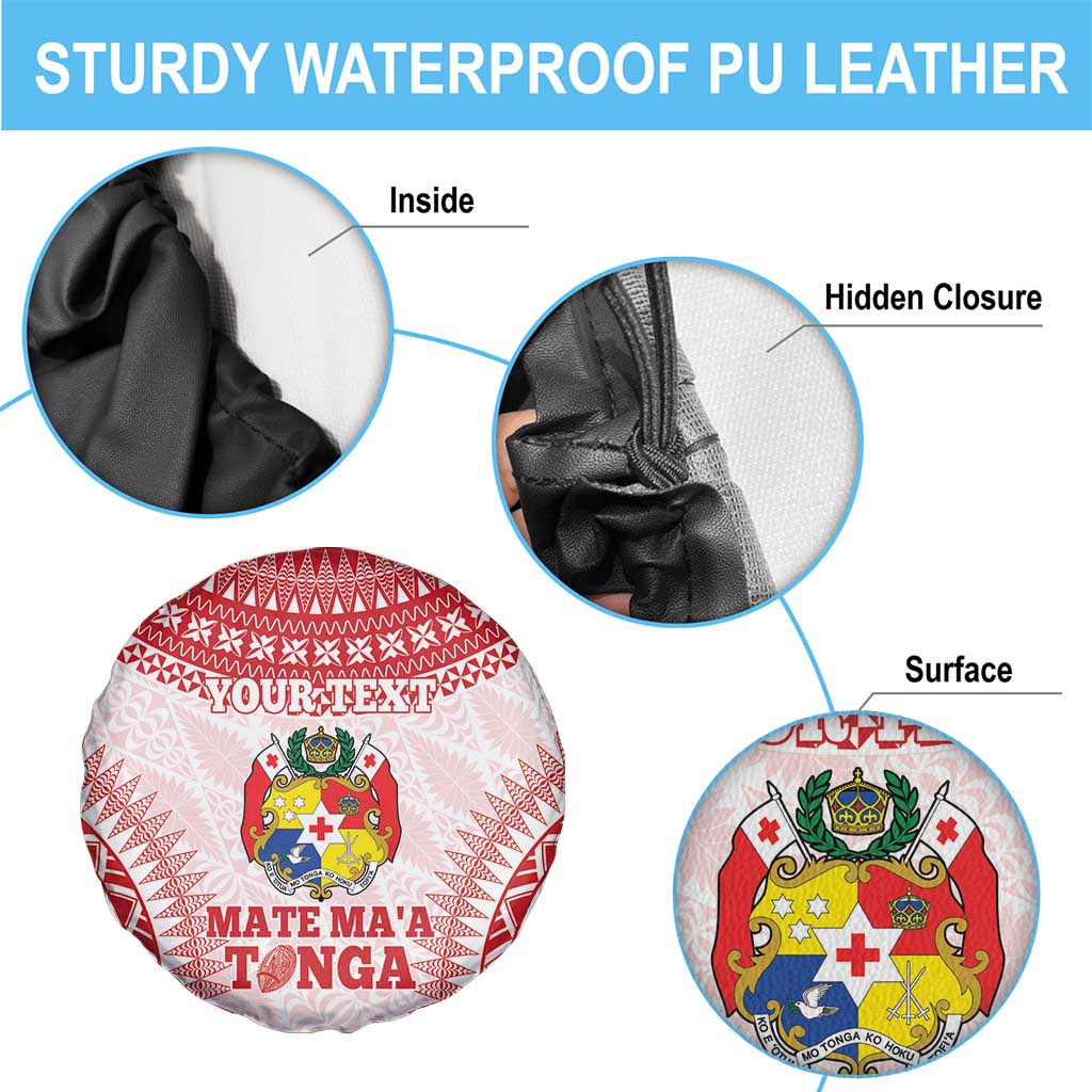 Custom Tonga Mate Maa Spare Tire Cover Go Champions Tongan Ngatu - White