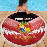 Custom Mate Maa Tonga XIII Beach Blanket Tongan Kupesi Ngatu - Rugby Style