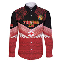 Custom Mate Maa Tonga XIII Family Matching Off The Shoulder Long Sleeve Dress and Hawaiian Shirt Tongan Kupesi Ngatu - Rugby Style