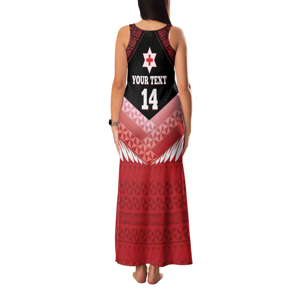 Custom Mate Maa Tonga XIII Family Matching Tank Maxi Dress and Hawaiian Shirt Tongan Kupesi Ngatu - Rugby Style