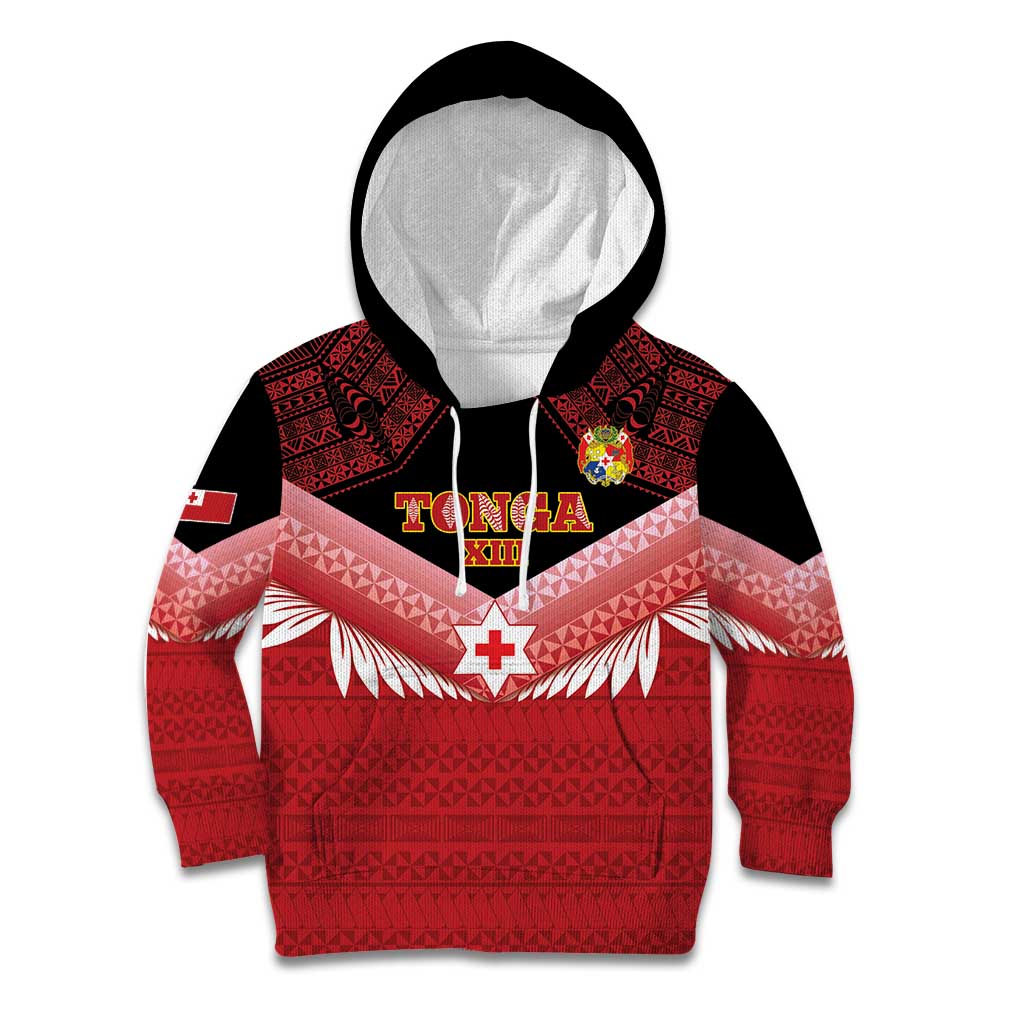 Custom Mate Maa Tonga XIII Kid Hoodie Tongan Kupesi Ngatu - Rugby Style