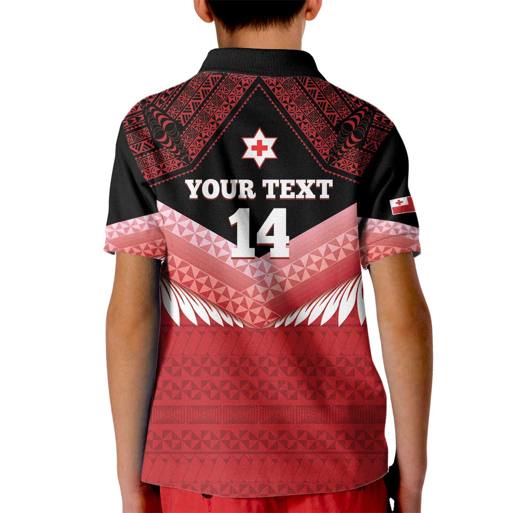 Custom Mate Maa Tonga XIII Kid Polo Shirt Tongan Kupesi Ngatu - Rugby Style LT14 - Polynesian Pride