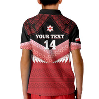 Custom Mate Maa Tonga XIII Kid Polo Shirt Tongan Kupesi Ngatu - Rugby Style LT14 - Polynesian Pride
