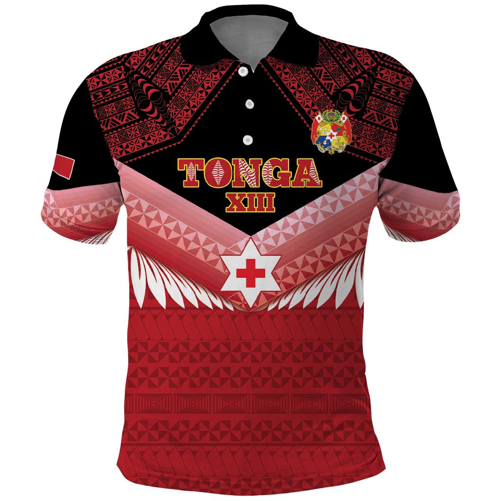 Custom Mate Maa Tonga XIII Polo Shirt Tongan Kupesi Ngatu - Rugby Style