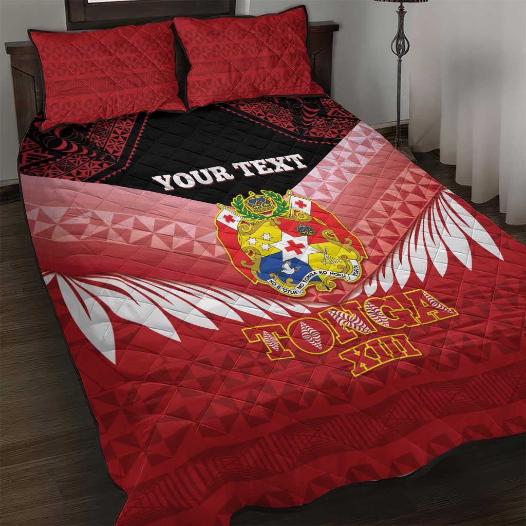 Custom Mate Maa Tonga XIII Quilt Bed Set Tongan Kupesi Ngatu - Rugby Style