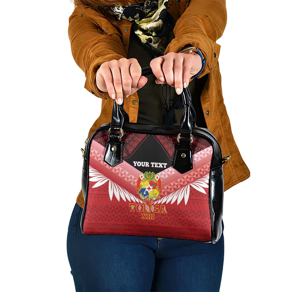 Custom Mate Maa Tonga XIII Shoulder Handbag Tongan Kupesi Ngatu - Rugby Style LT14 One Size Red - Polynesian Pride