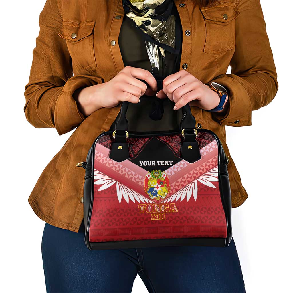 Custom Mate Maa Tonga XIII Shoulder Handbag Tongan Kupesi Ngatu - Rugby Style LT14 - Polynesian Pride