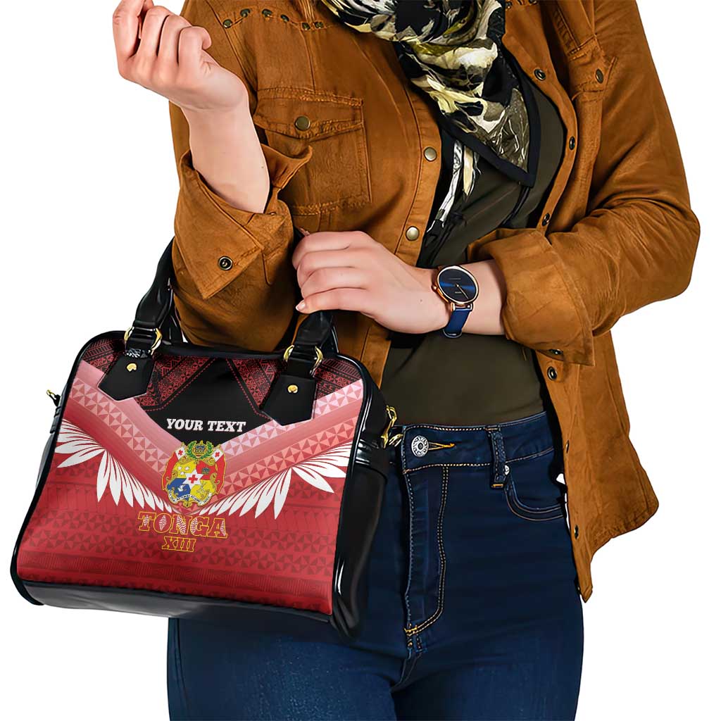 Custom Mate Maa Tonga XIII Shoulder Handbag Tongan Kupesi Ngatu - Rugby Style LT14 - Polynesian Pride