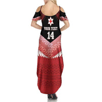 Custom Mate Maa Tonga XIII Summer Maxi Dress Tongan Kupesi Ngatu - Rugby Style
