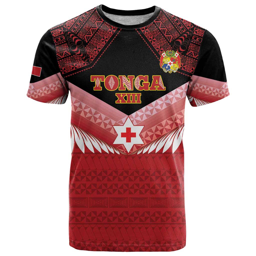 Custom Mate Maa Tonga XIII T Shirt Tongan Kupesi Ngatu - Rugby Style