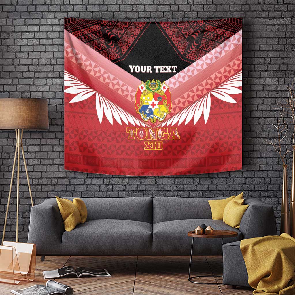 Custom Mate Maa Tonga XIII Tapestry Tongan Kupesi Ngatu - Rugby Style