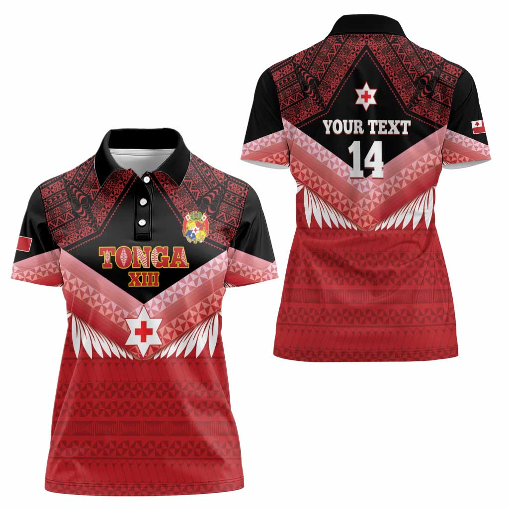 Custom Mate Maa Tonga XIII Women Polo Shirt Tongan Kupesi Ngatu - Rugby Style LT14 - Polynesian Pride