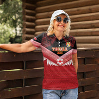 Custom Mate Maa Tonga XIII Women Polo Shirt Tongan Kupesi Ngatu - Rugby Style LT14 - Polynesian Pride