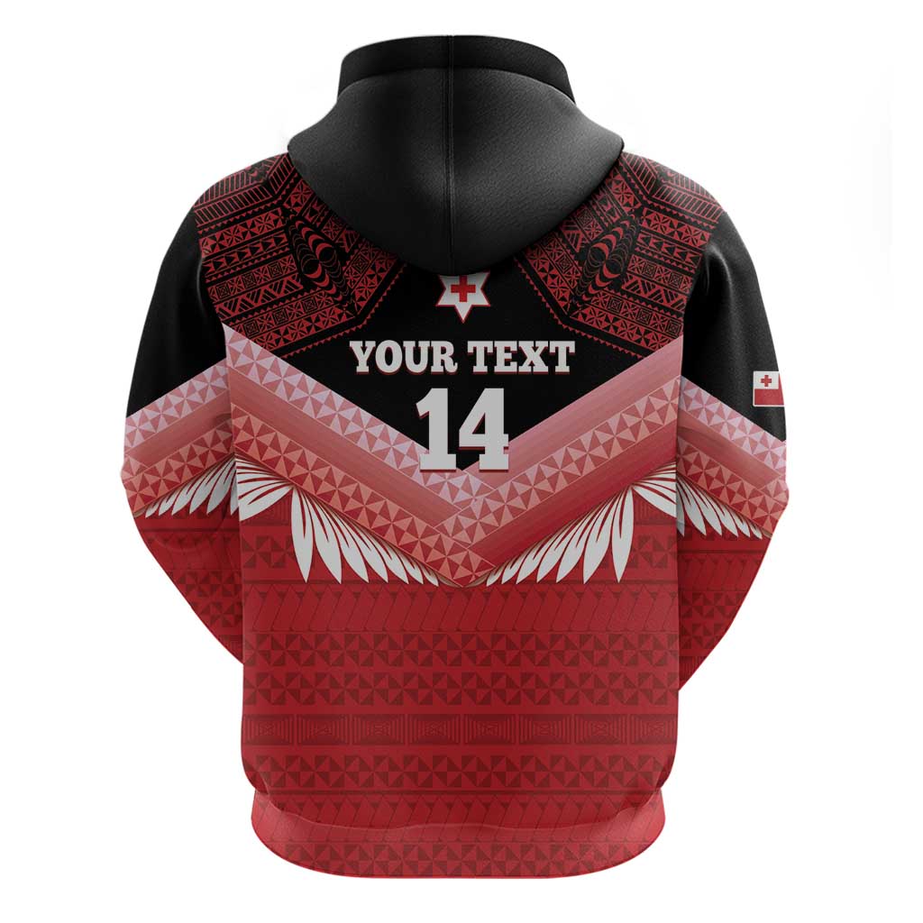 Custom Mate Maa Tonga XIII Zip Hoodie Tongan Kupesi Ngatu - Rugby Style LT14 - Polynesian Pride