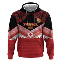 Custom Mate Maa Tonga XIII Zip Hoodie Tongan Kupesi Ngatu - Rugby Style LT14 Pullover Hoodie Red - Polynesian Pride