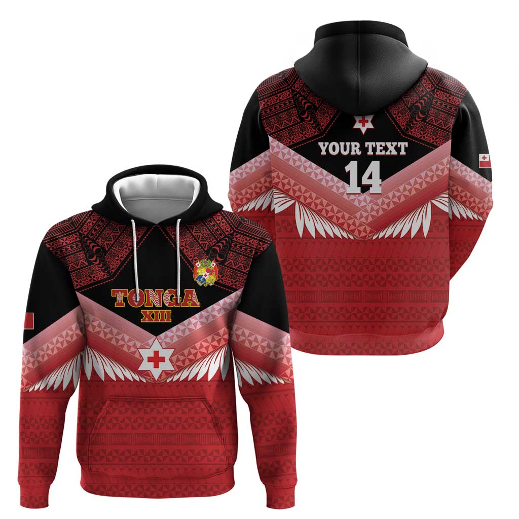 Custom Mate Maa Tonga XIII Zip Hoodie Tongan Kupesi Ngatu - Rugby Style LT14 - Polynesian Pride