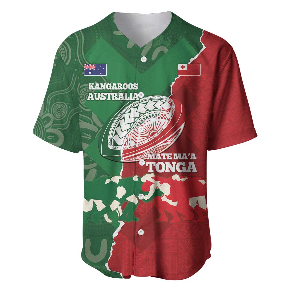 Custom Tonga And Australia Rugby Baseball Jersey Mate Maa Tongan Ngatu Mix Kangaroos Aboriginal