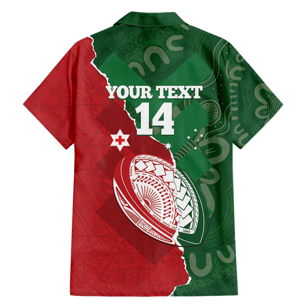 Custom Tonga And Australia Rugby Hawaiian Shirt Mate Maa Tongan Ngatu Mix Kangaroos Aboriginal