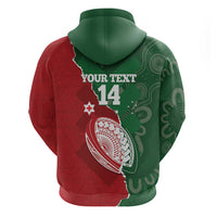 Custom Tonga And Australia Rugby Hoodie Mate Maa Tongan Ngatu Mix Kangaroos Aboriginal LT14 - Polynesian Pride